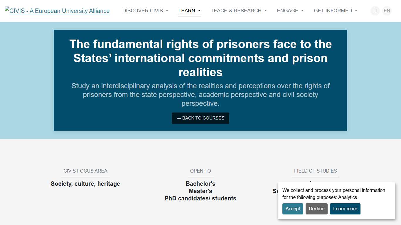 The fundamental rights of prisoners face to the States’ international commitments and prison realities – News – CIVIS - A European University Alliance
