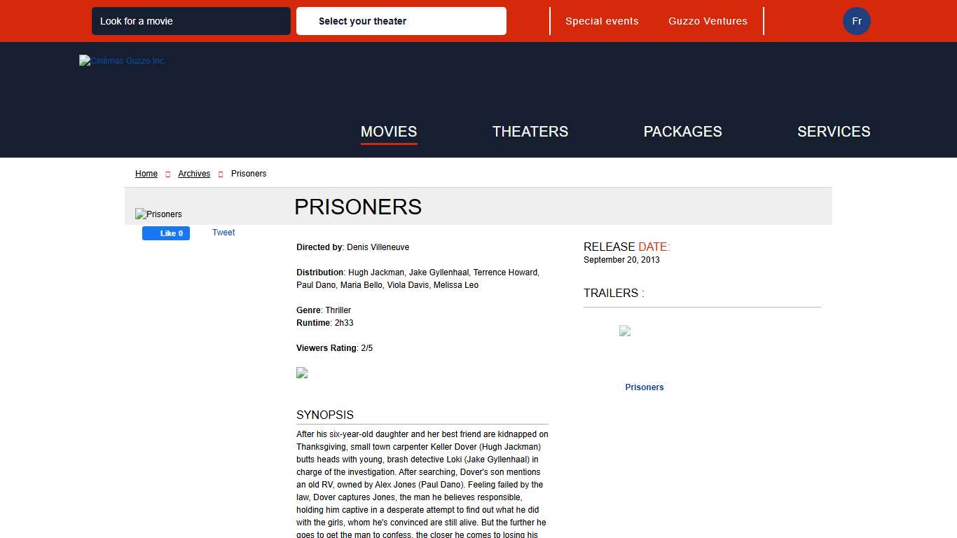 Prisoners Movie Trailer and Schedule Guzzo